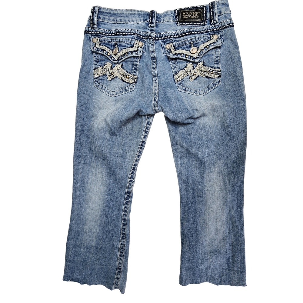 Miss Me Easy Boot JE1053ER Blue Jeans Size 30 Embellished Pocket CUT OFF